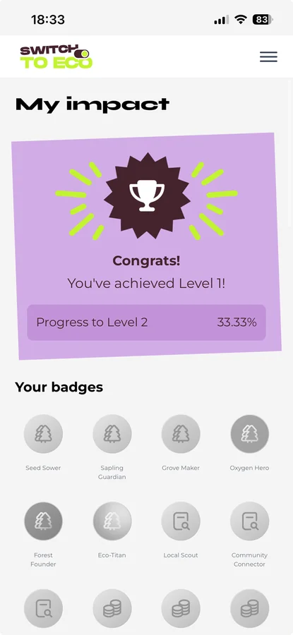 Switch to Eco badges screen